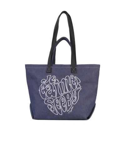 See By Chloé Je T'aime Denim Tote Bag In Blue