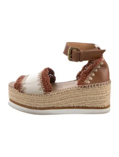 Pre-owned See By Chloé Jute Crochet Trim Espadrilles In Neutral