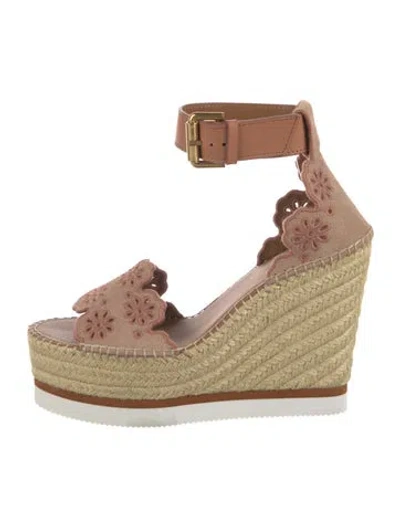 Pre-owned See By Chloé Jute Cutout Accent Espadrilles In Neutral