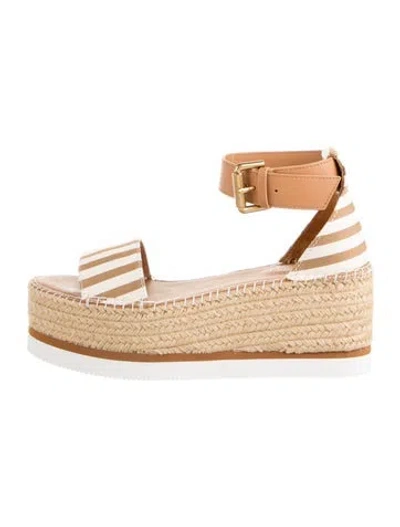 Pre-owned See By Chloé Jute Striped Espadrilles In Brown