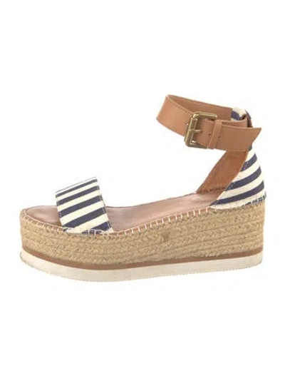 Pre-owned See By Chloé Jute Striped Espadrilles In Brown