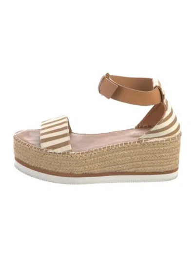 Pre-owned See By Chloé Jute Striped Espadrilles In Neutrals