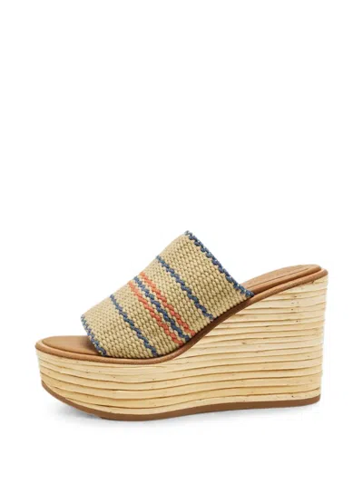 Pre-owned See By Chloé Knit Espadrille Wedge Sandals In Neutral