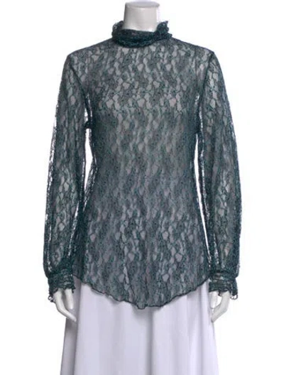 Pre-owned See By Chloé Lace Pattern Cowl Neck Blouse In Blue