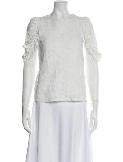 Pre-owned See By Chloé Lace Pattern Crew Neck Blouse In White
