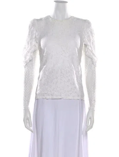 Pre-owned See By Chloé Lace Pattern Crew Neck Blouse In White