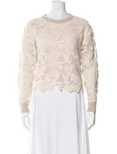 Pre-owned See By Chloé Lace Pattern Crew Neck Sweater In Neutral