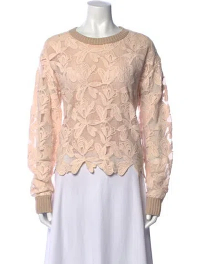 Pre-owned See By Chloé Lace Pattern Crew Neck Sweater In Neutrals