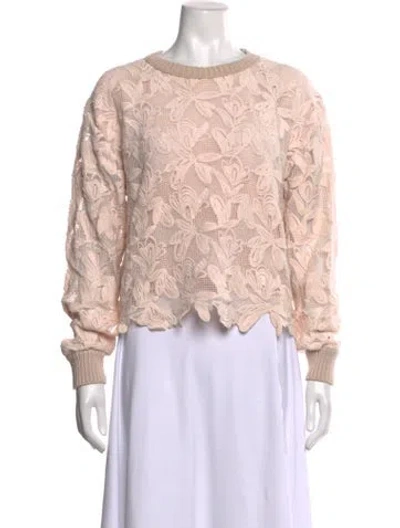Pre-owned See By Chloé Lace Pattern Crew Neck Sweater In Neutrals/pink