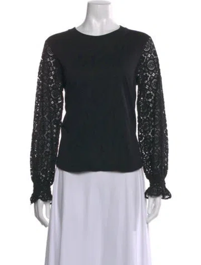 Pre-owned See By Chloé Lace Pattern Crew Neck Top In Blue