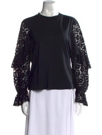 Pre-owned See By Chloé Lace Pattern Crew Neck Top In Blue