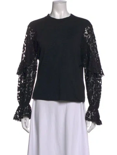 Pre-owned See By Chloé Lace Pattern Crew Neck Top In Blue