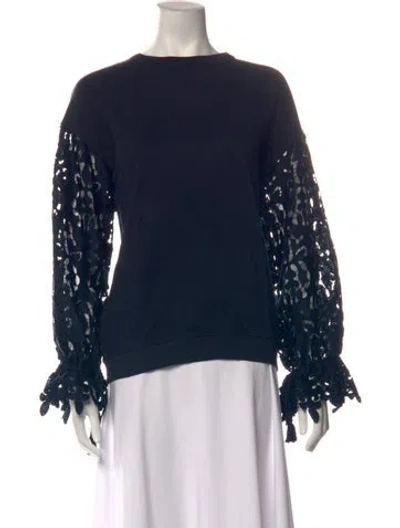 Pre-owned See By Chloé Lace Pattern Crew Neck Top In Blue