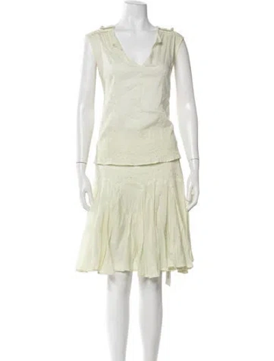 Pre-owned See By Chloé Lace Pattern Eyelet Trim Skirt Set In Green