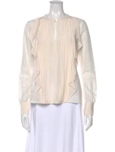Pre-owned See By Chloé Lace Pattern Long Sleeve Blouse In Neutral