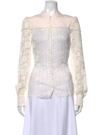 Pre-owned See By Chloé Lace Pattern Long Sleeve Blouse In Neutrals