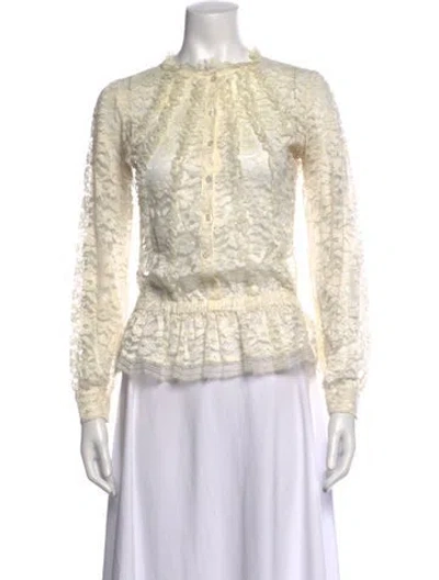 Pre-owned See By Chloé Lace Pattern Long Sleeve Blouse In Neutrals