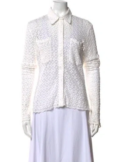 Pre-owned See By Chloé Lace Pattern Long Sleeve Button-up Top In Neutrals