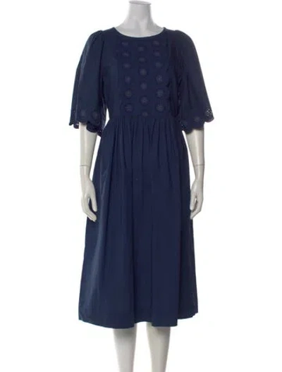 Pre-owned See By Chloé Lace Pattern Midi Length Dress In Blue