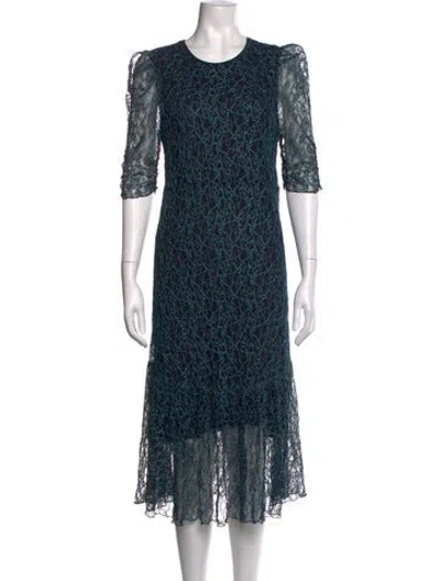 Pre-owned See By Chloé Lace Pattern Midi Length Dress In Blue