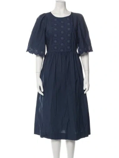 Pre-owned See By Chloé Lace Pattern Midi Length Dress In Blue