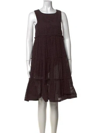 Pre-owned See By Chloé Lace Pattern Midi Length Dress In Brown