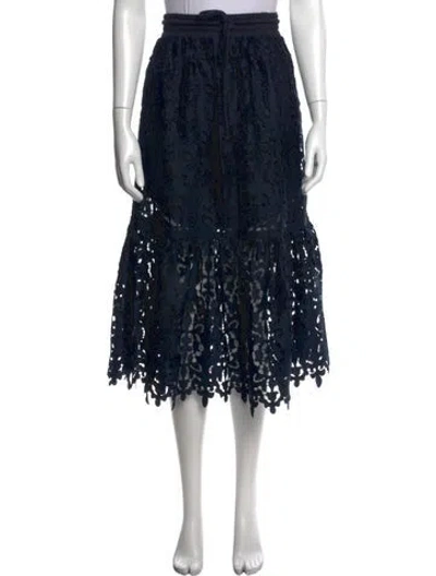Pre-owned See By Chloé Lace Pattern Midi Length Skirt In Blue
