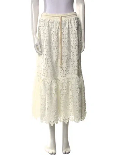 Pre-owned See By Chloé Lace Pattern Midi Length Skirt In Neutral