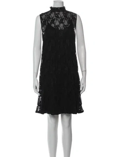 Pre-owned See By Chloé Lace Pattern Mini Dress In Black