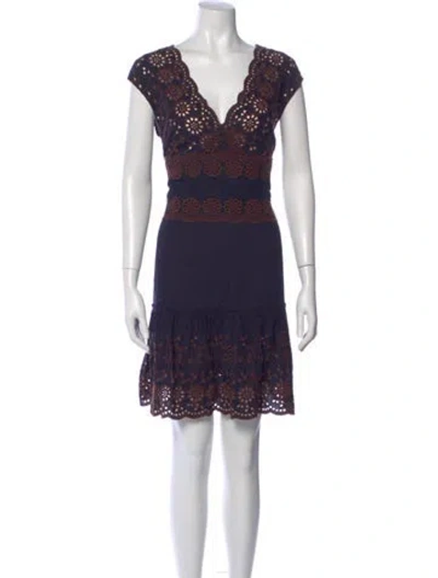 Pre-owned See By Chloé Lace Pattern Mini Dress In Blue