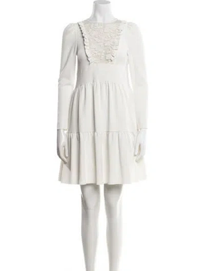 Pre-owned See By Chloé Lace Pattern Mini Dress In White