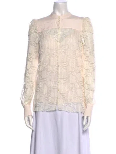 Pre-owned See By Chloé Lace Pattern Mock Neck Blouse In Multi