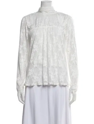 Pre-owned See By Chloé Lace Pattern Mock Neck Blouse In White