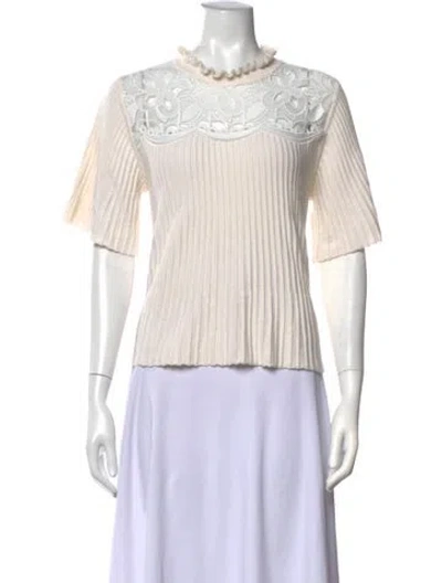 Pre-owned See By Chloé Lace Pattern Mock Neck Top In Neutrals