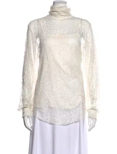 Pre-owned See By Chloé Lace Pattern Turtleneck Top In Neutral