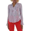 See By Chloé See By Chloe Ladies Grey Floral Print Ruffle Blouse In Blue