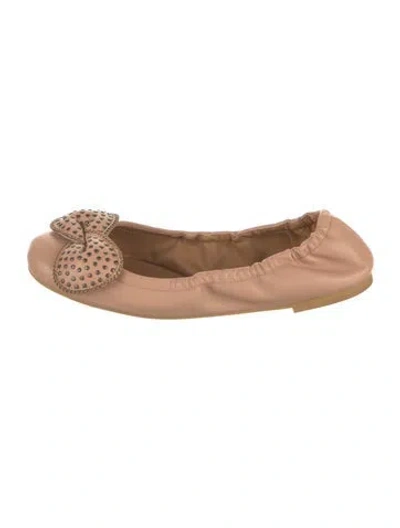 Pre-owned See By Chloé Leather Animal Print Ballet Flats In Neutral