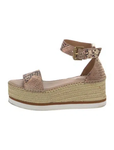 Pre-owned See By Chloé Leather Animal Print Espadrilles In Pink