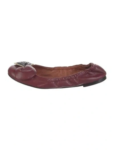 Pre-owned See By Chloé Leather Ballet Flats In Black/red