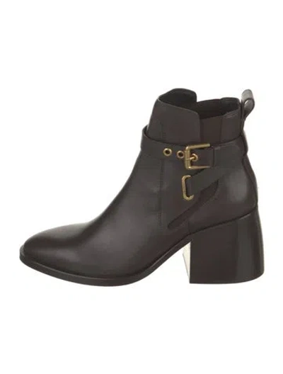 Pre-owned See By Chloé Leather Boots In Burgundy