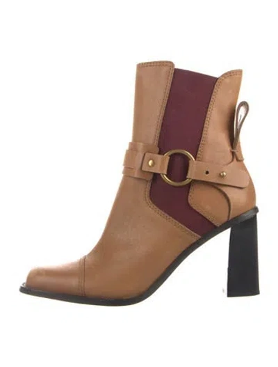 Pre-owned See By Chloé Leather Boots In Neutral