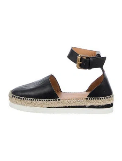 Pre-owned See By Chloé Leather Braided Accents Espadrilles In Black