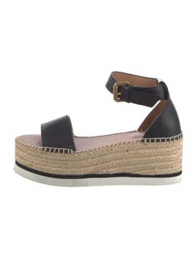 Pre-owned See By Chloé Leather Braided Accents Espadrilles In Black