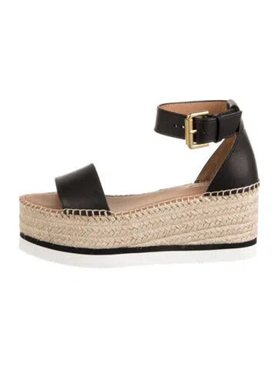 Pre-owned See By Chloé Leather Braided Accents Espadrilles In Black