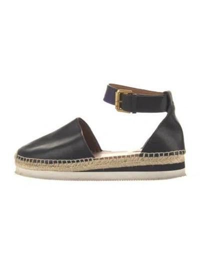 Pre-owned See By Chloé Leather Braided Accents Espadrilles In Black