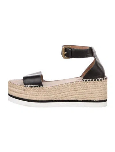 Pre-owned See By Chloé Leather Braided Accents Espadrilles In Black
