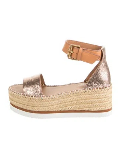 Pre-owned See By Chloé Leather Braided Accents Espadrilles In Neutral