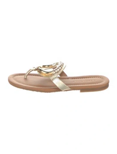 Pre-owned See By Chloé Leather Braided Accents Flip Flops In Neutrals