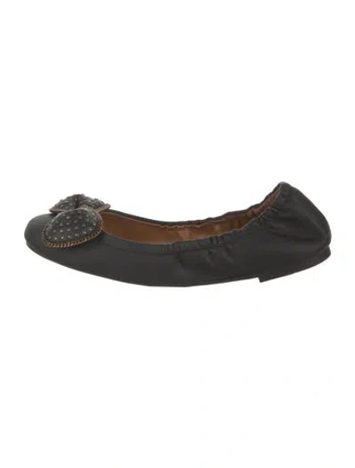 Pre-owned See By Chloé Leather Chain-link Accents Ballet Flats In Black