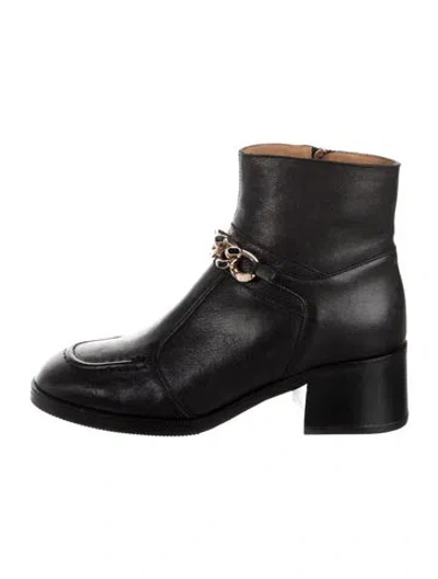 Pre-owned See By Chloé Leather Chain-link Accents Boots In Black